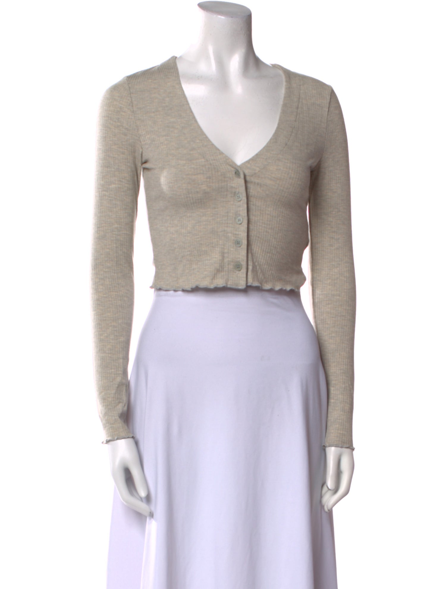 Reformation V-Neck Long Sleeve Crop Top