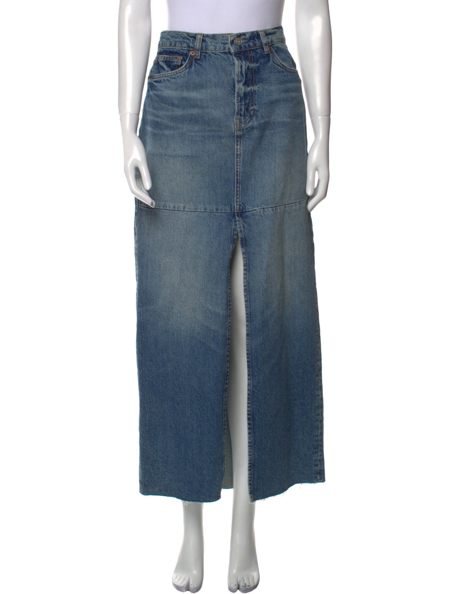 Reformation Distressed Accents Midi Length Skirt