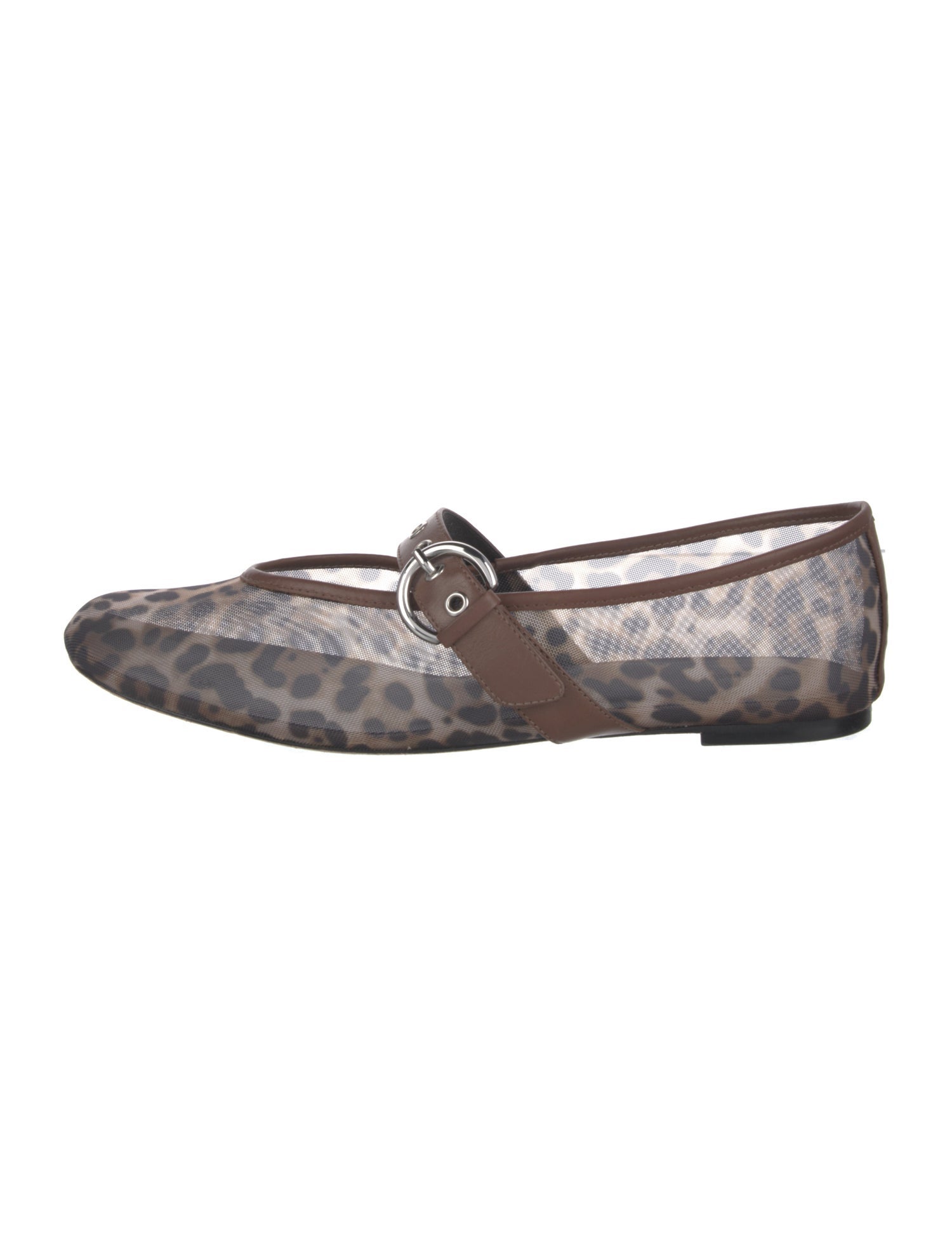Reformation Leather Animal Print Mary Jane Flats