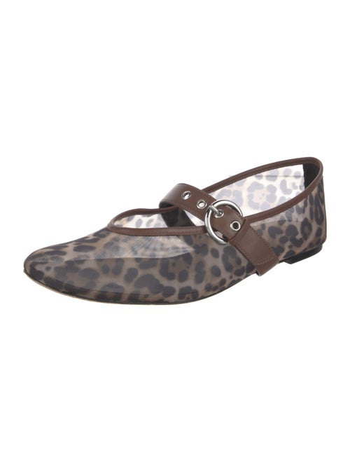 Reformation Leather Animal Print Mary Jane Flats