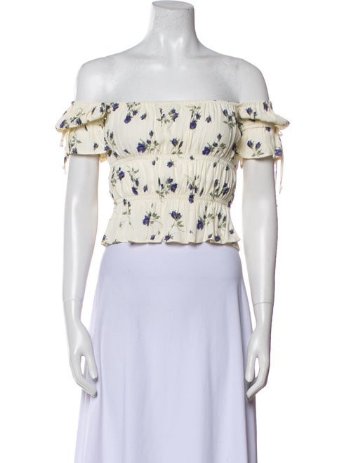 Reformation Printed Off-The-Shoulder Crop Top