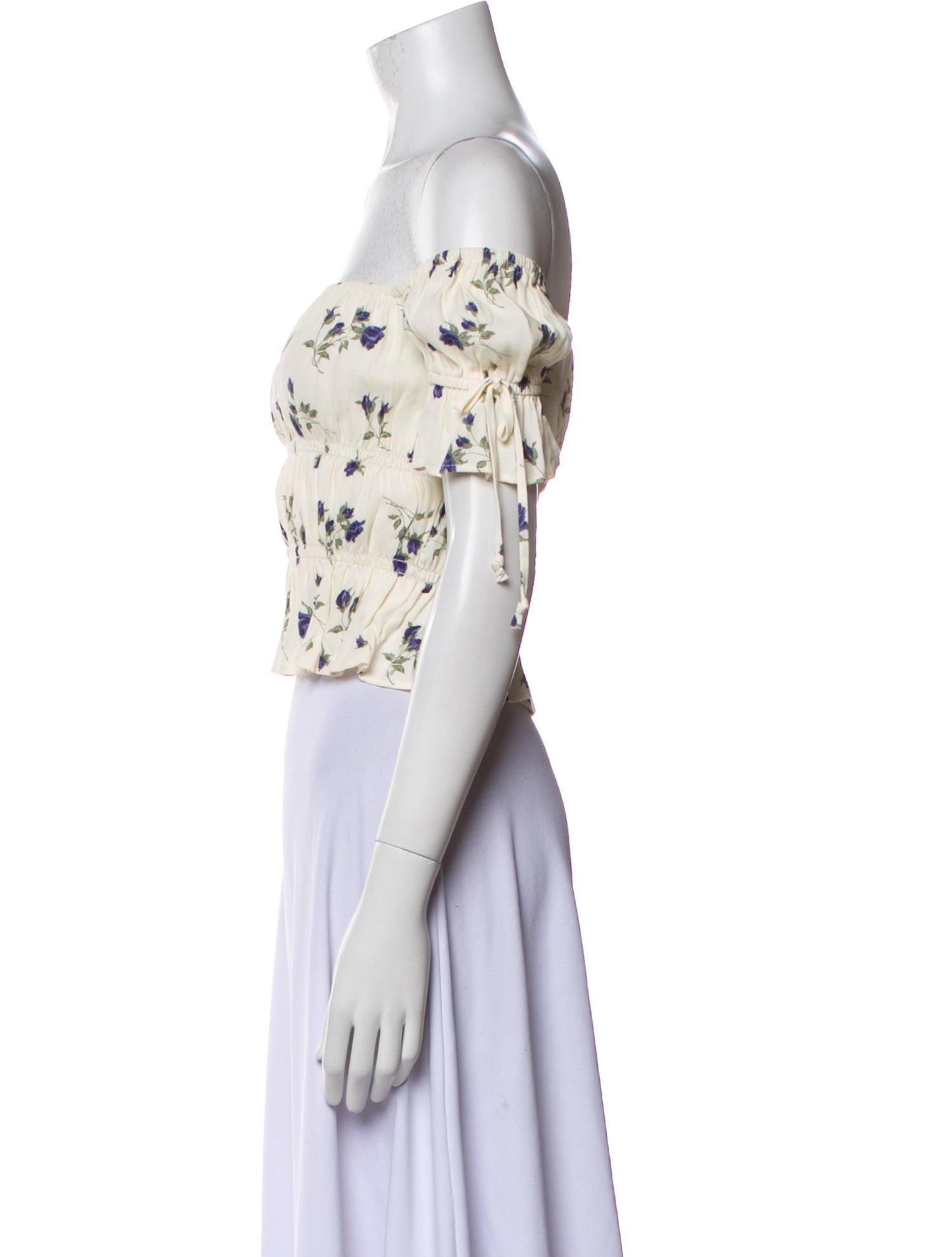 Reformation Printed Off-The-Shoulder Crop Top