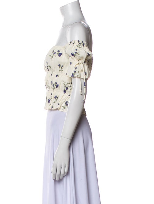 Reformation Printed Off-The-Shoulder Crop Top