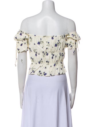 Reformation Printed Off-The-Shoulder Crop Top