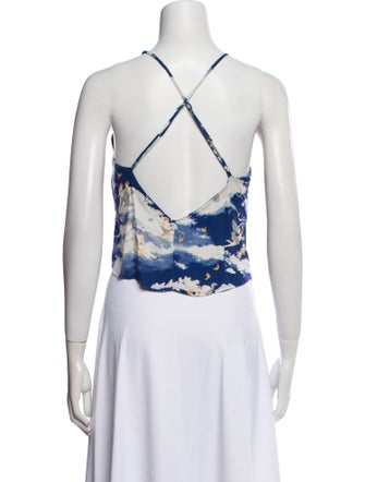 Reformation Floral Print Scoop Neck Crop Top