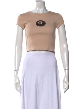 Reformation Graphic Print Crew Neck Crop Top