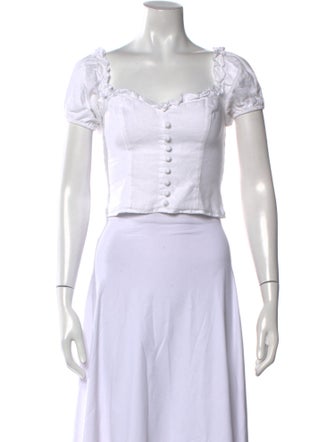 Reformation Linen Square Neckline Crop Top