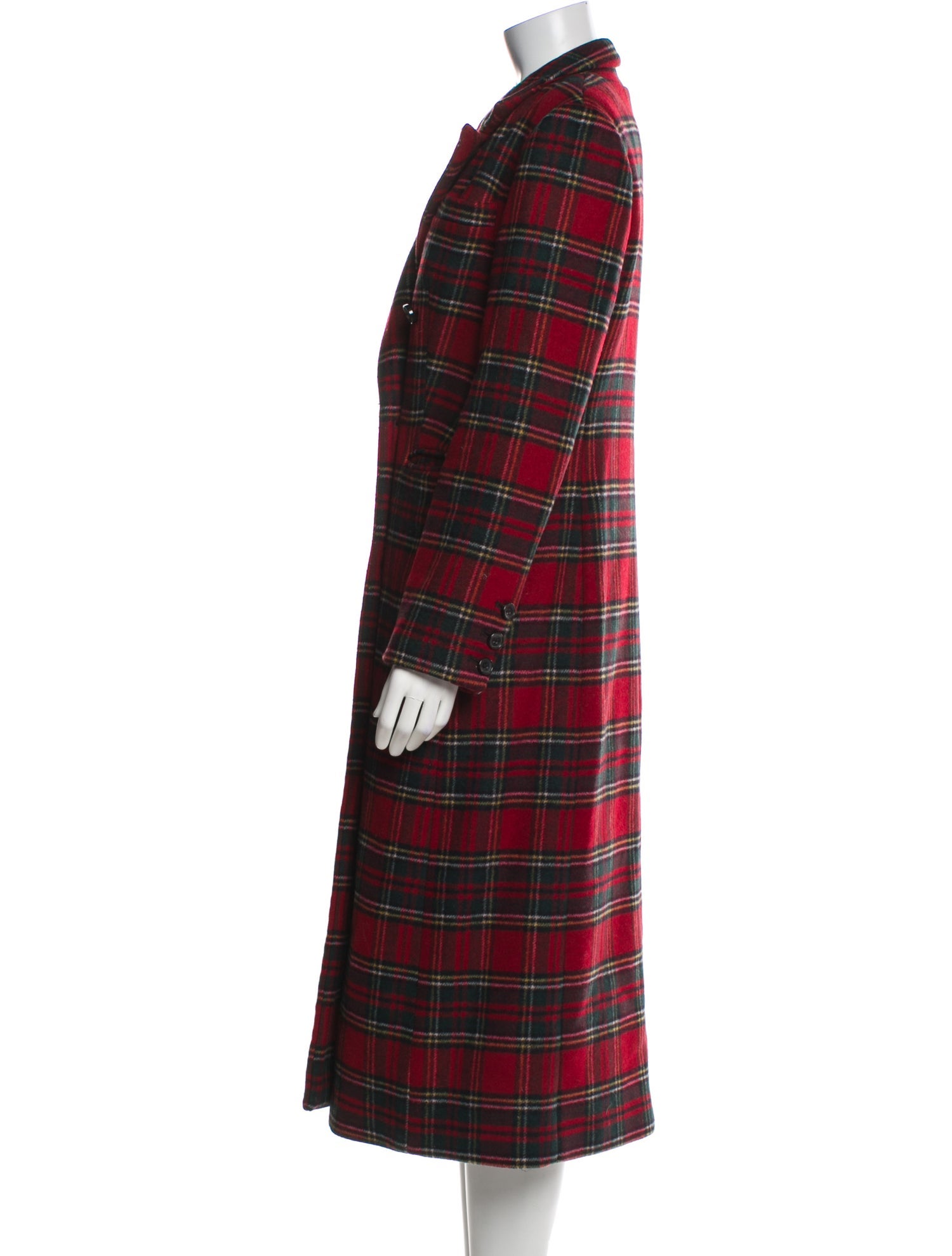 Reformation Wool Plaid Print Peacoat