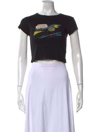 Reformation Graphic Print Crew Neck Crop Top