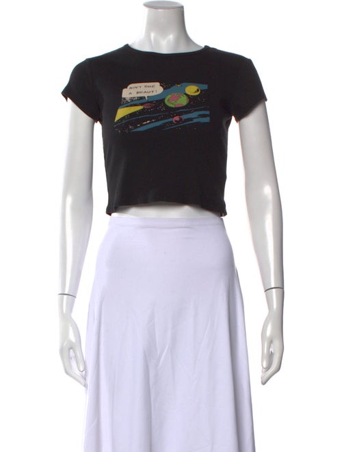 Reformation Graphic Print Crew Neck Crop Top