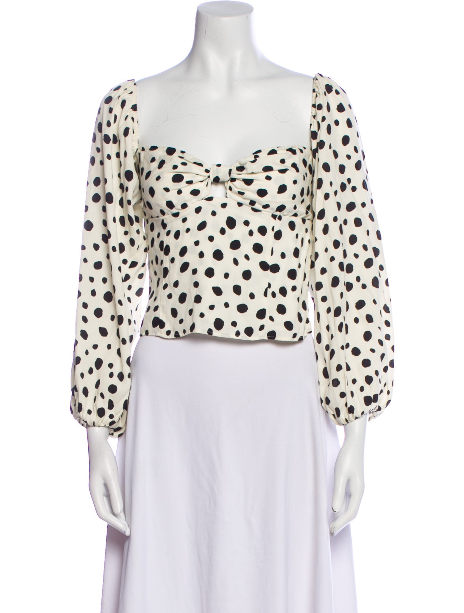 Reformation Polka Dot Print Square Neckline Crop Top