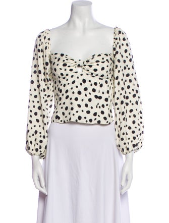 Reformation Polka Dot Print Square Neckline Crop Top