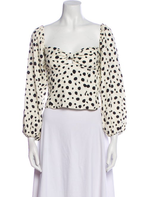 Reformation Polka Dot Print Square Neckline Crop Top