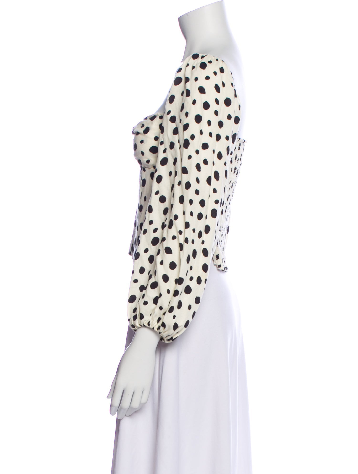 Reformation Polka Dot Print Square Neckline Crop Top