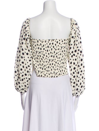 Reformation Polka Dot Print Square Neckline Crop Top