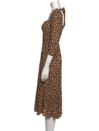 Reformation Animal Print Midi Length Dress