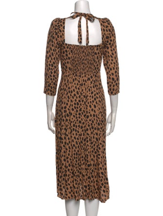 Reformation Animal Print Midi Length Dress