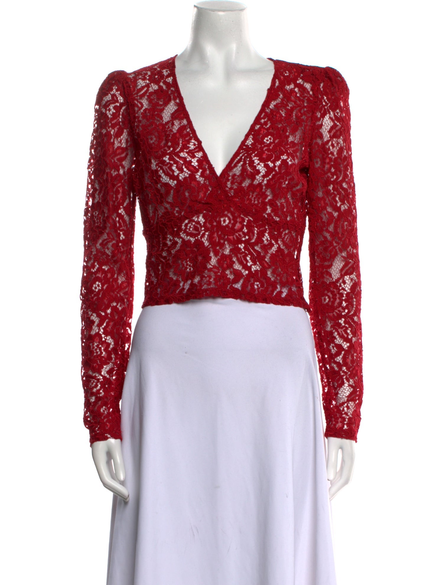 Reformation Lace Pattern V-Neck Crop Top