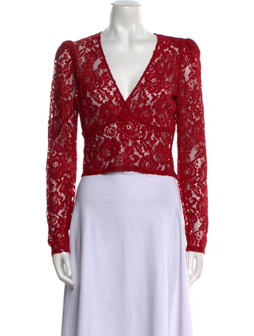 Reformation Lace Pattern V-Neck Crop Top