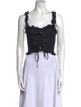 Reformation Linen Square Neckline Crop Top