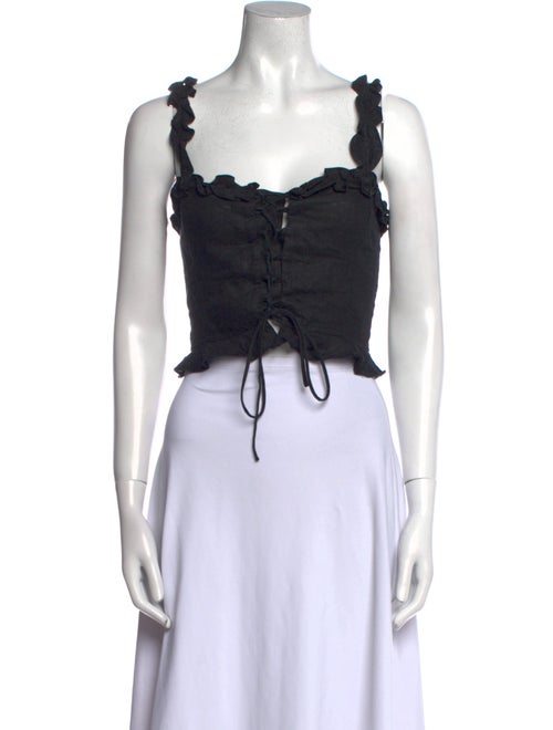 Reformation Linen Square Neckline Crop Top