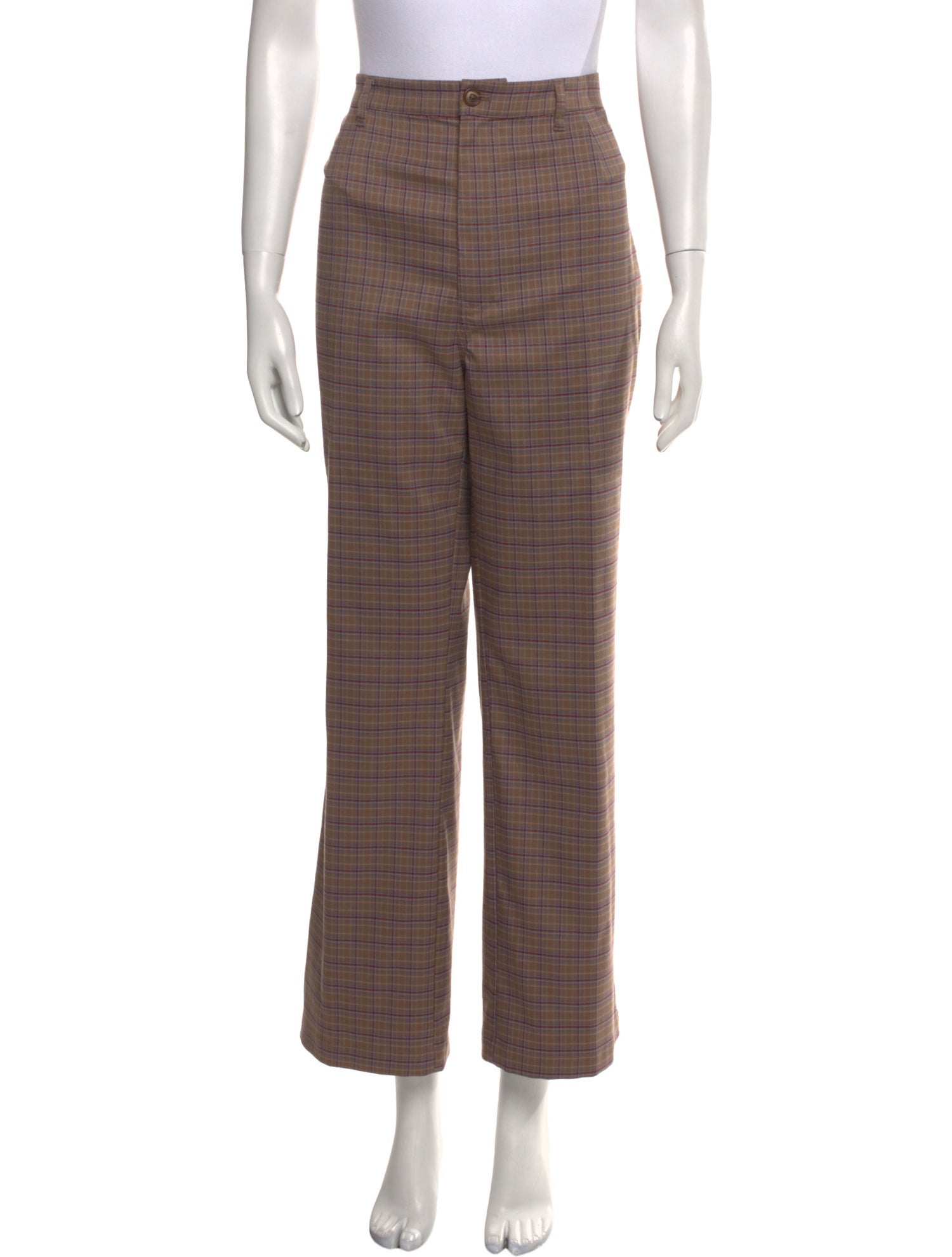 Reformation Plaid Print Straight Leg Pants