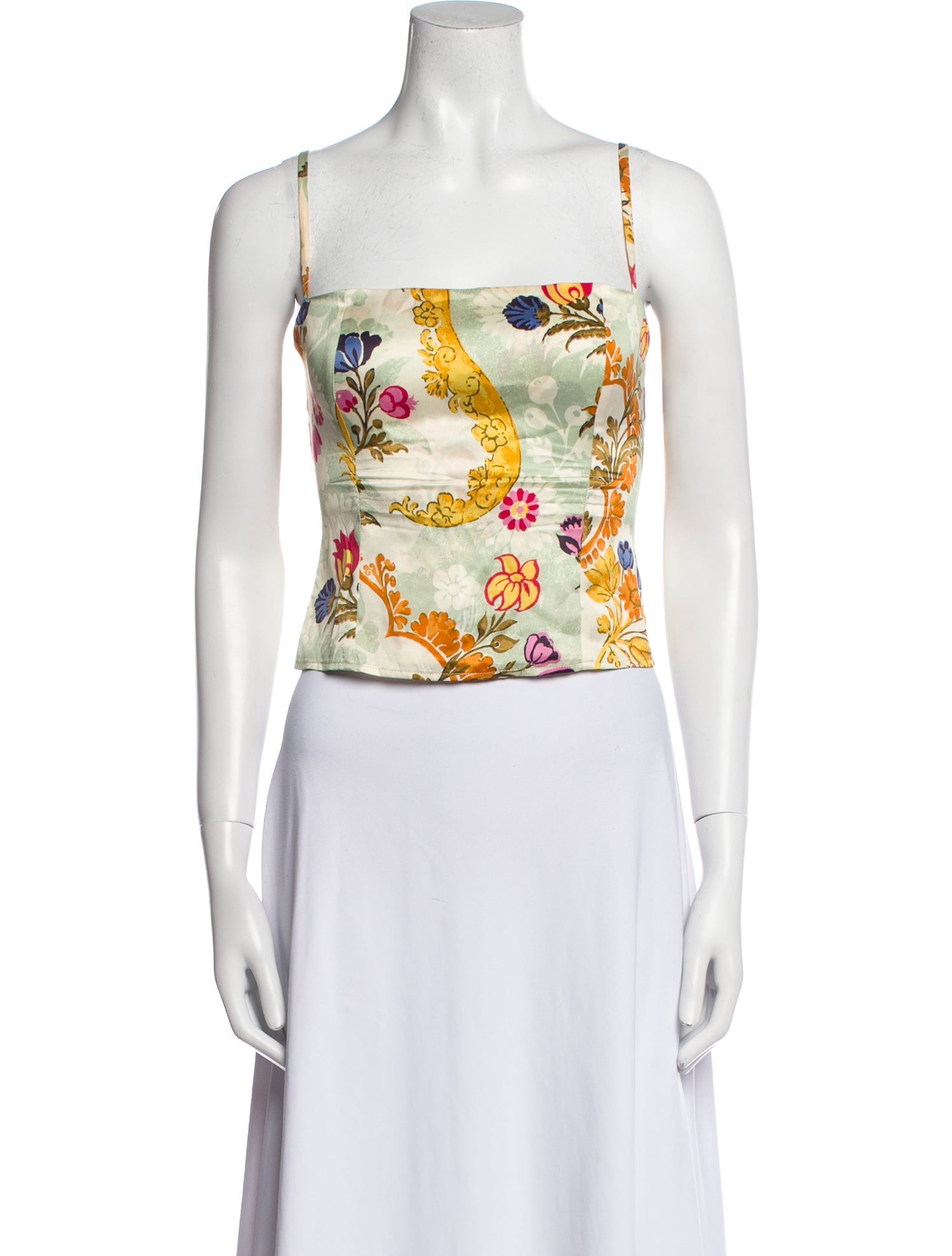 Reformation Silk Floral Print Crop Top