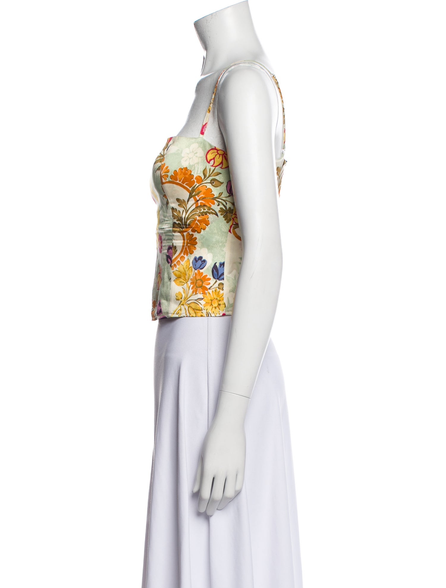 Reformation Silk Floral Print Crop Top