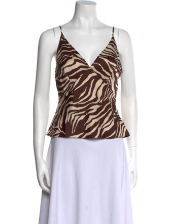Reformation Animal Print Square Neckline Top