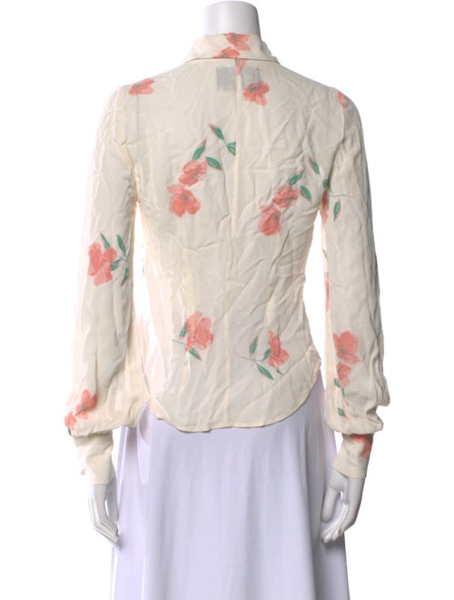 Reformation Floral Print Mock Neck Button-Up Top