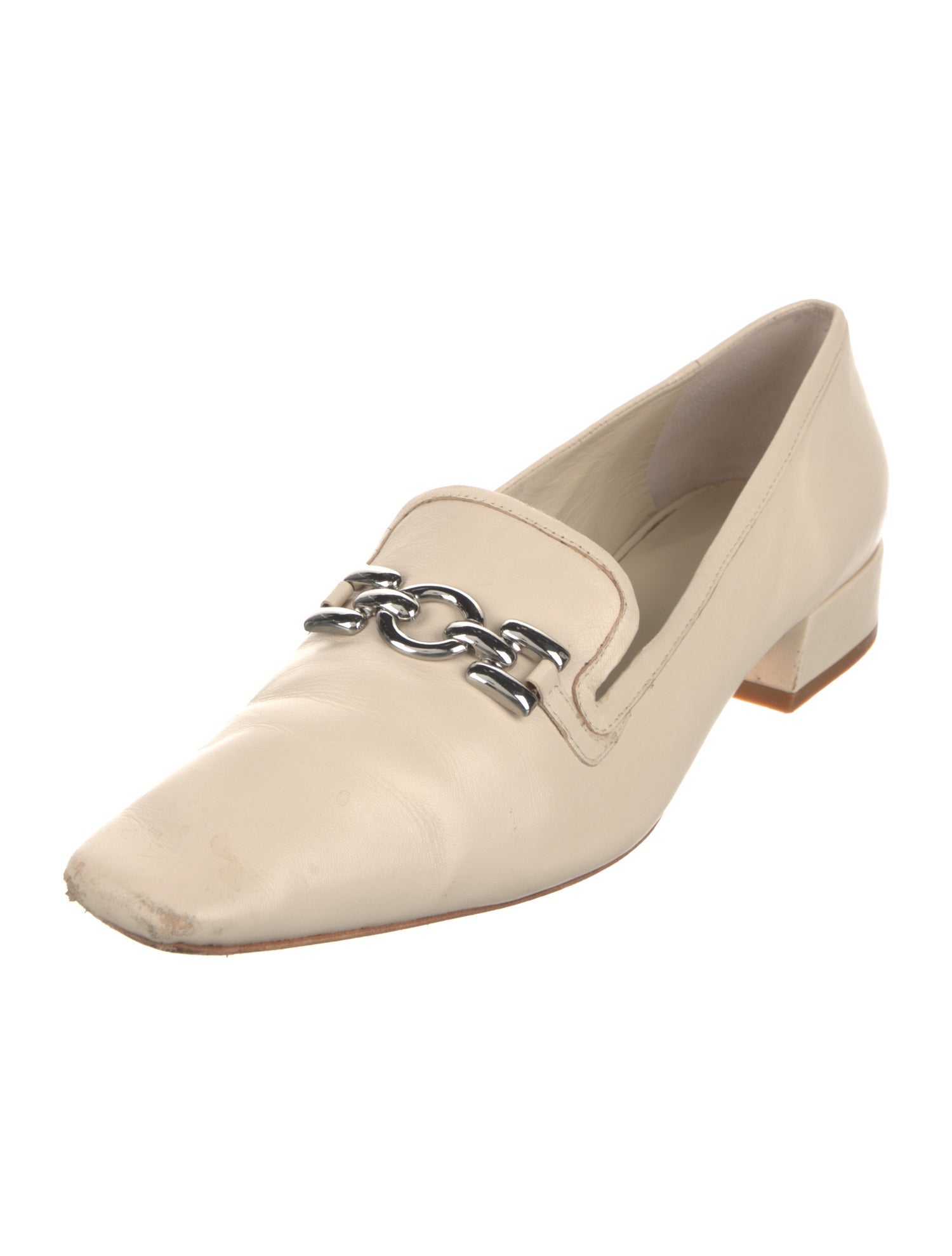 Reformation Leather Chain-Link Accents Loafers