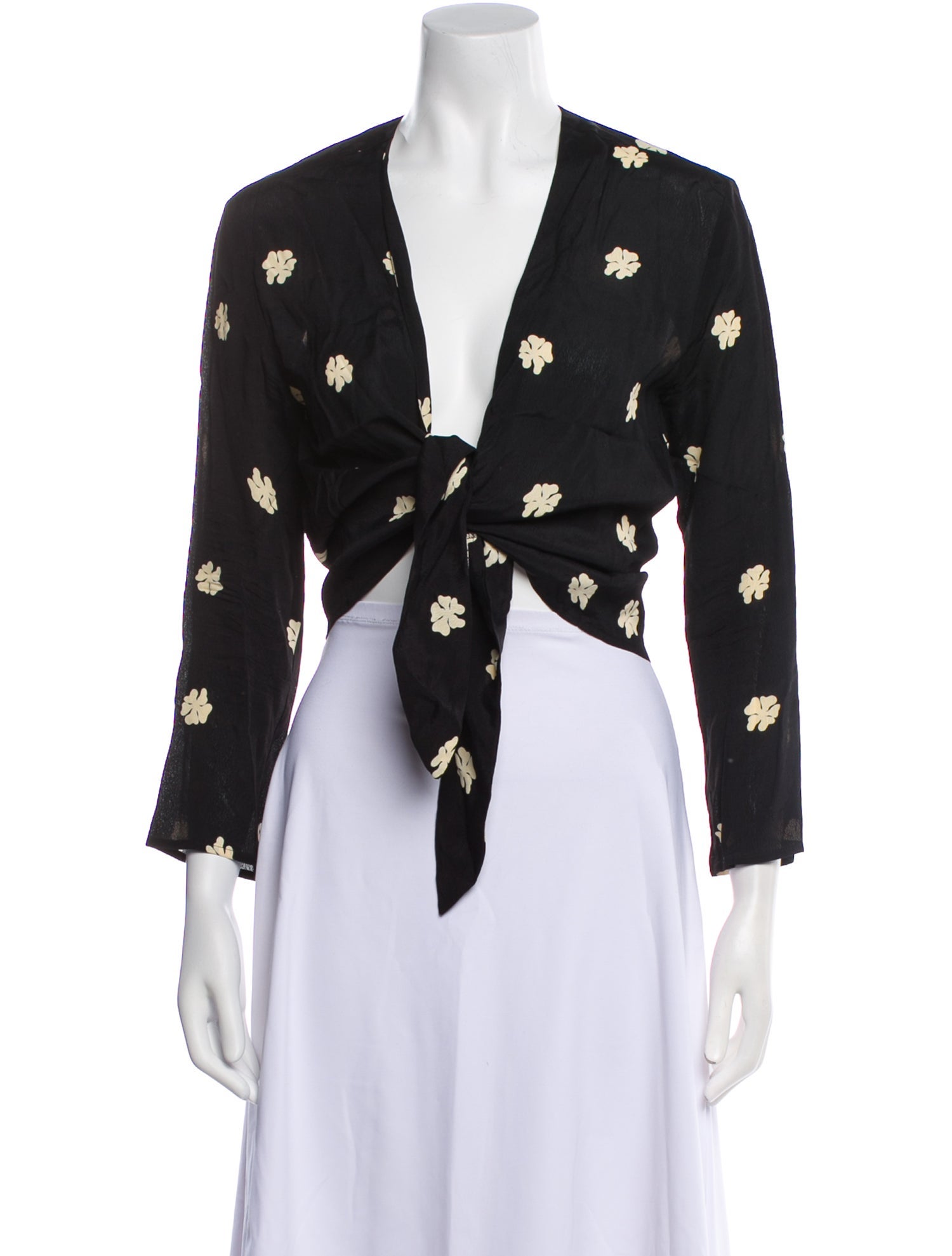 Reformation Floral Print V-Neck Crop Top