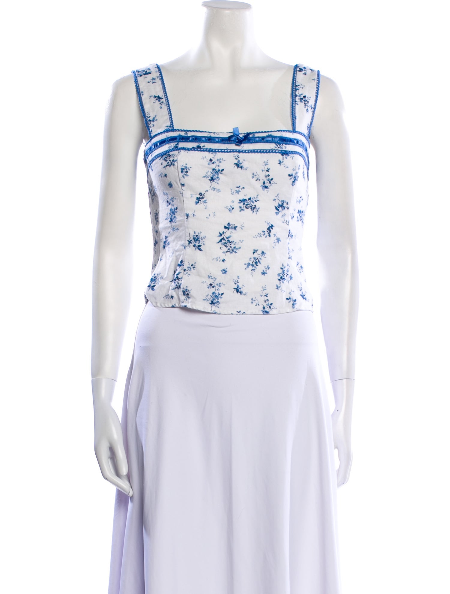 Reformation Linen Floral Print Crop Top