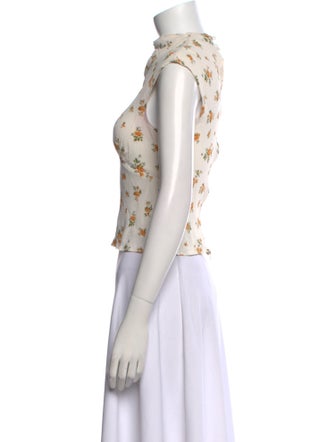 Reformation Floral Print Mock Neck Crop Top