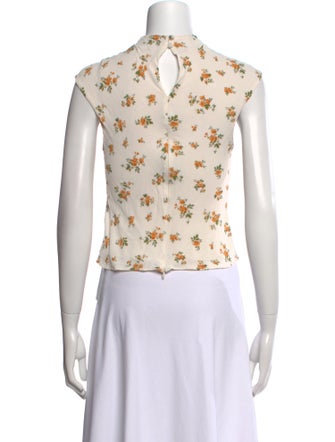 Reformation Floral Print Mock Neck Crop Top