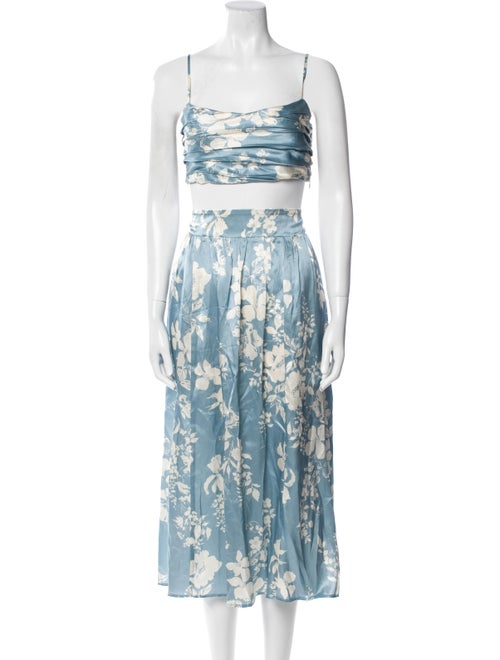 Reformation Silk Floral Print Skirt Set