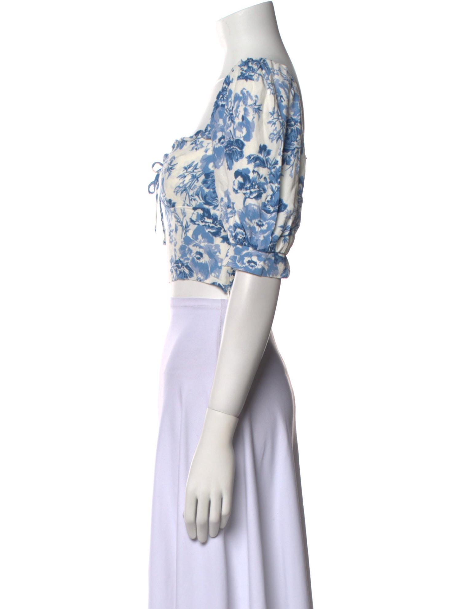 Reformation Floral Print Square Neckline Crop Top