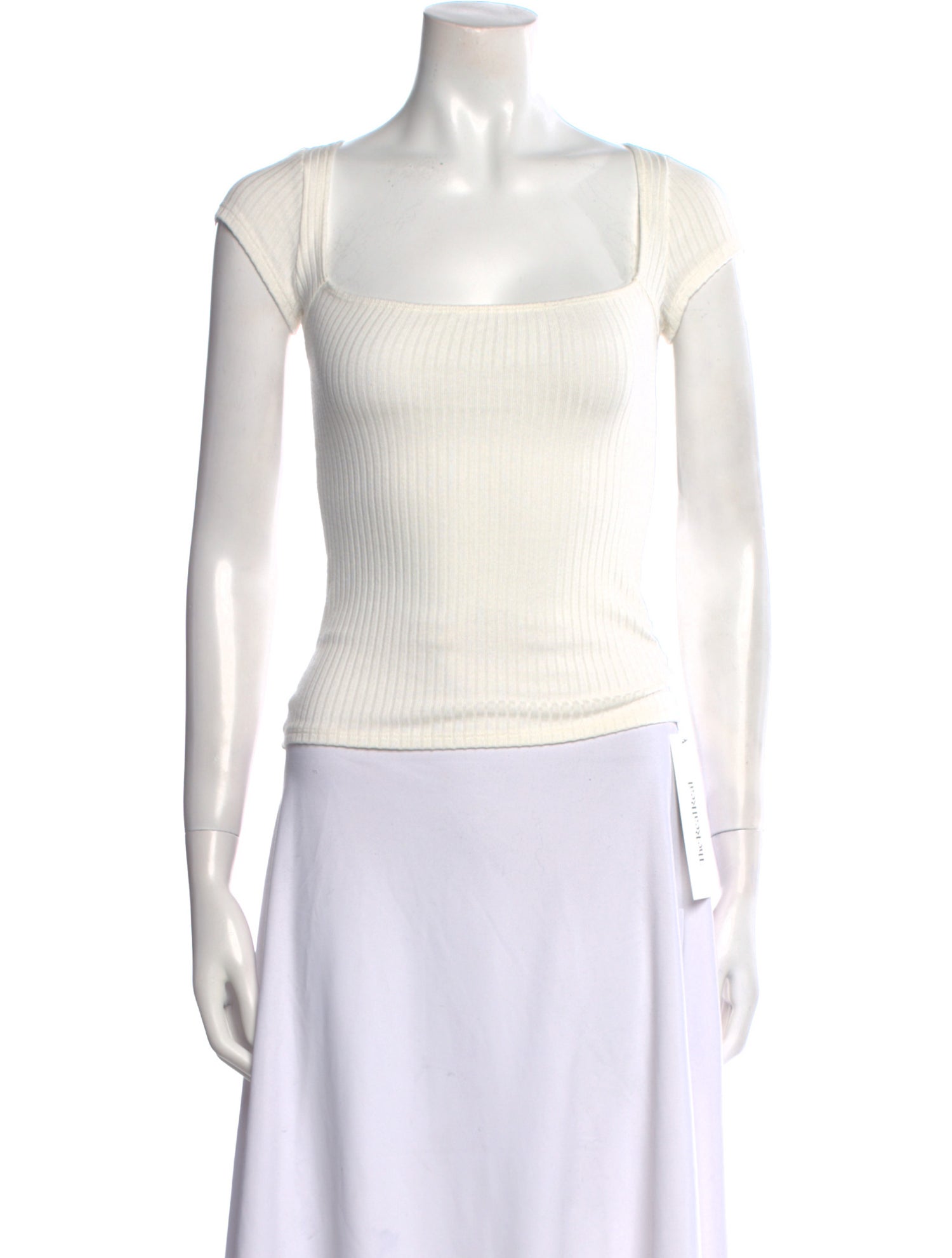 Reformation Square Neckline Short Sleeve Crop Top