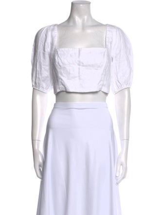Reformation Linen Square Neckline Crop Top