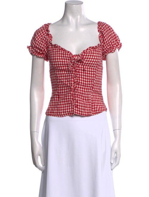 Reformation Linen Plaid Print Crop Top