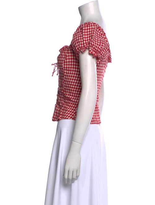 Reformation Linen Plaid Print Crop Top