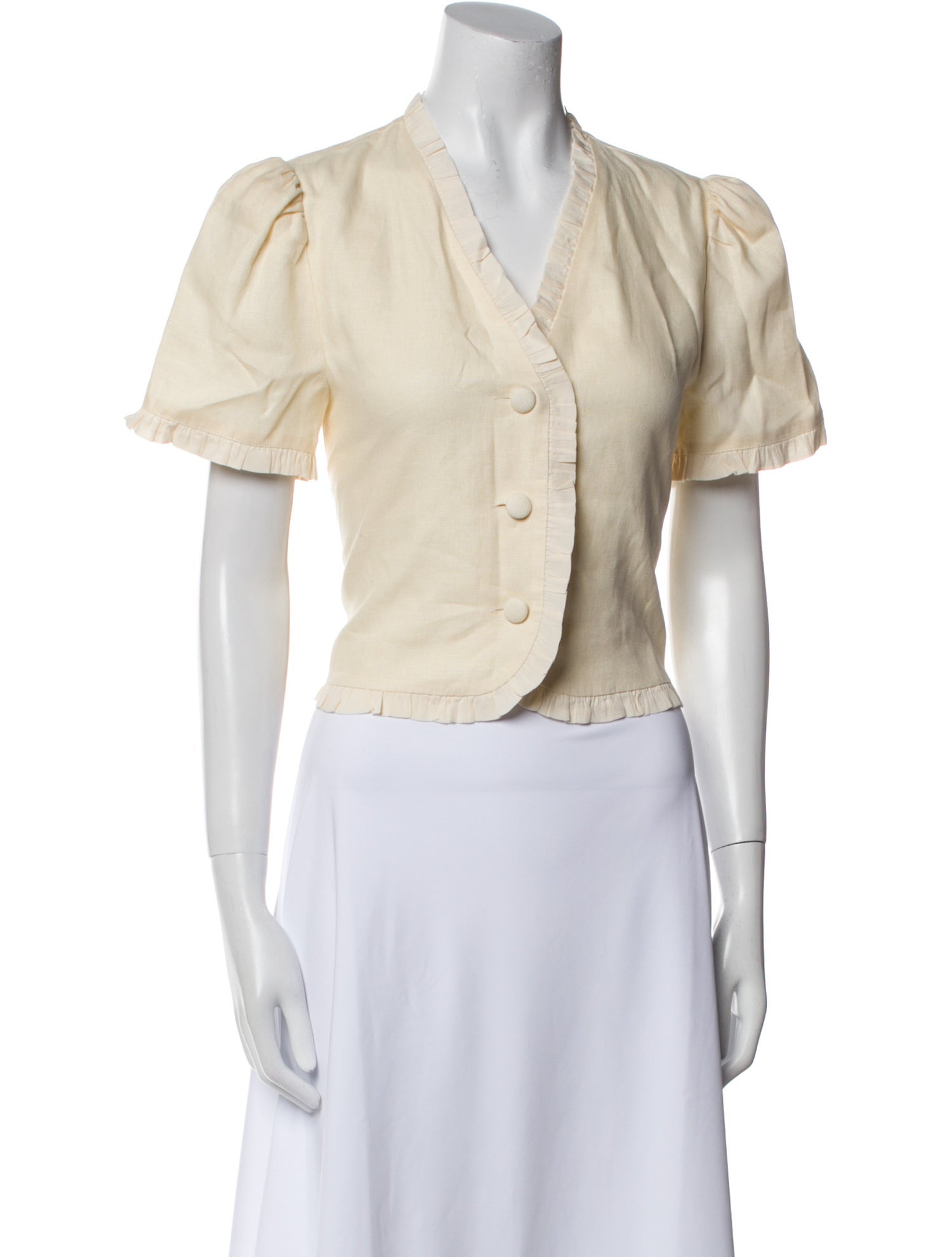 Reformation Linen V-Neck Crop Top