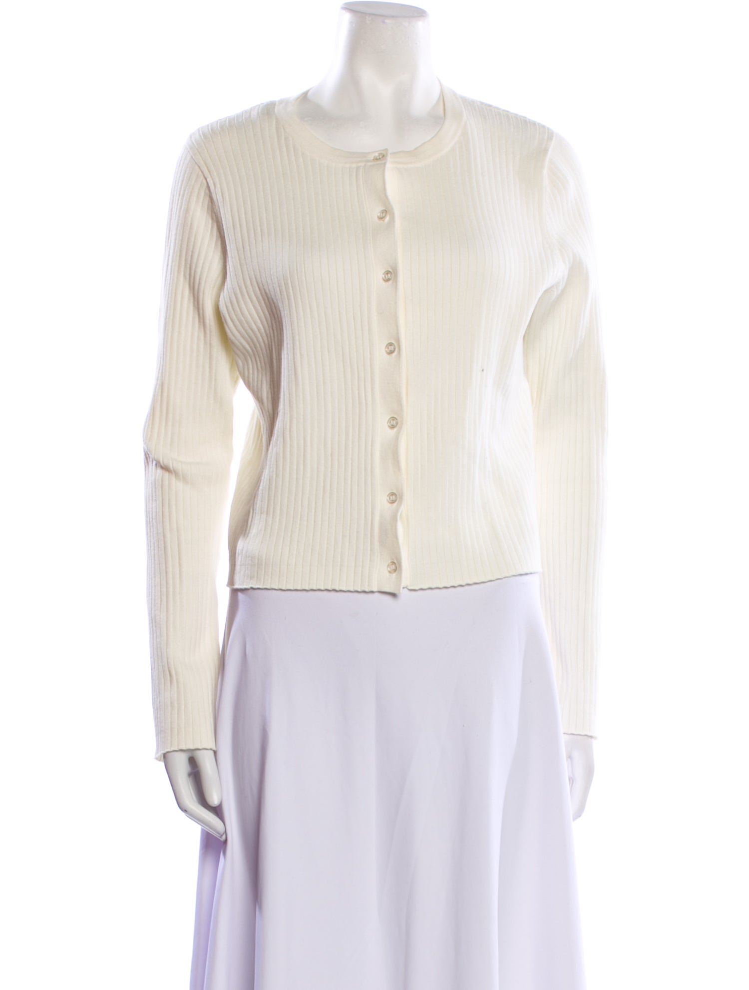 Reformation Crew Neck Long Sleeve Button-Up Top