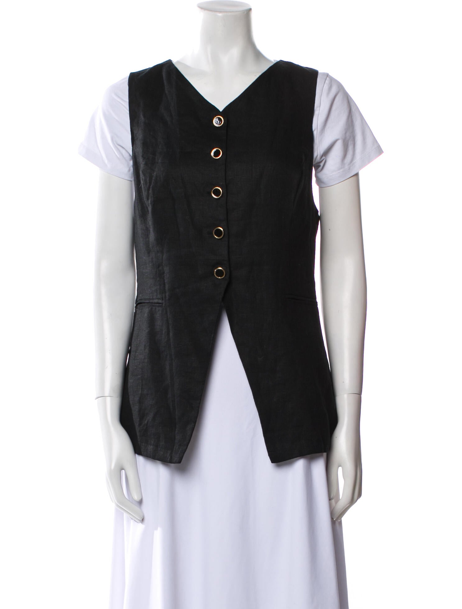 Reformation Linen V-Neck Button-Up Top