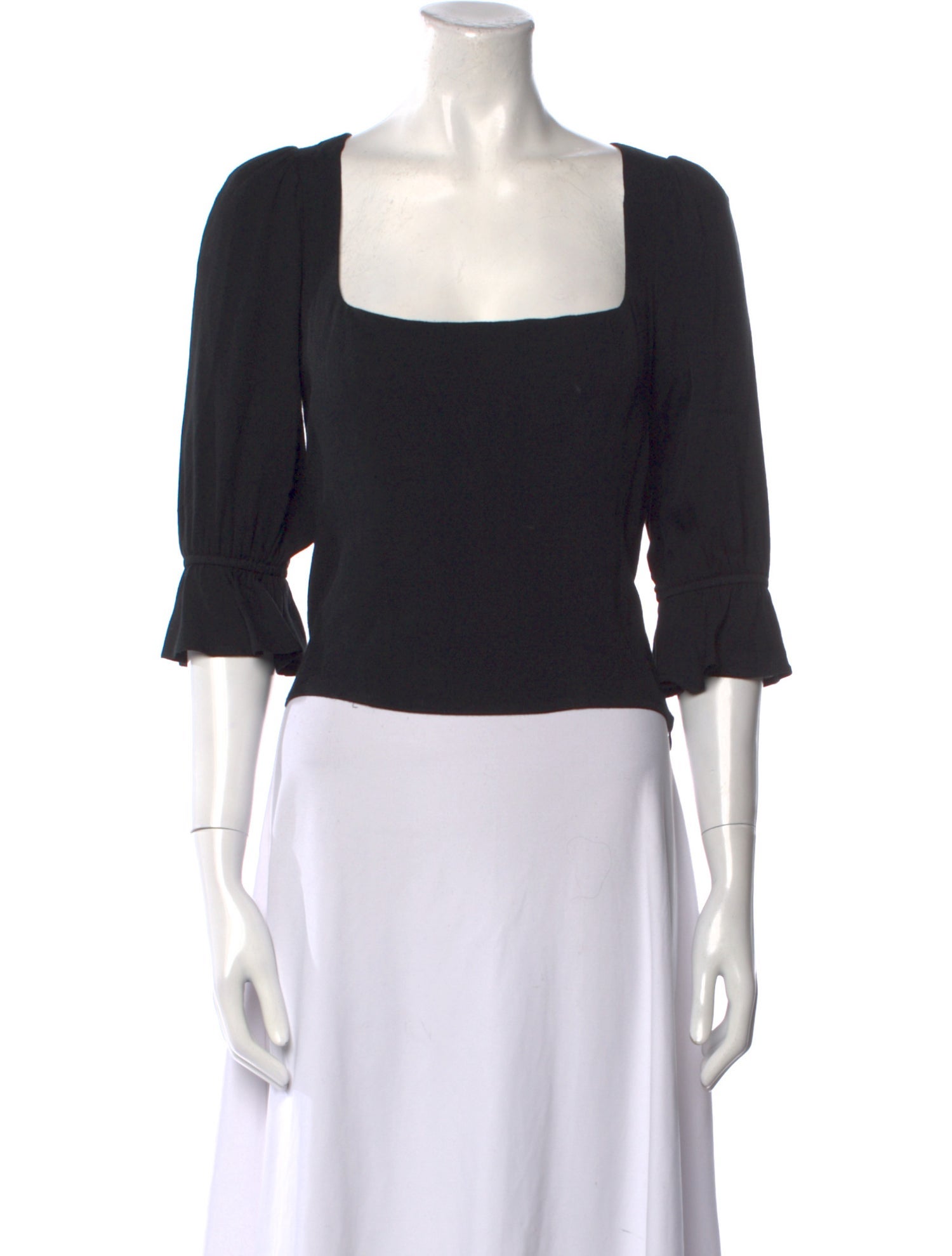 Reformation Square Neckline Three-Quarter Sleeve Crop Top