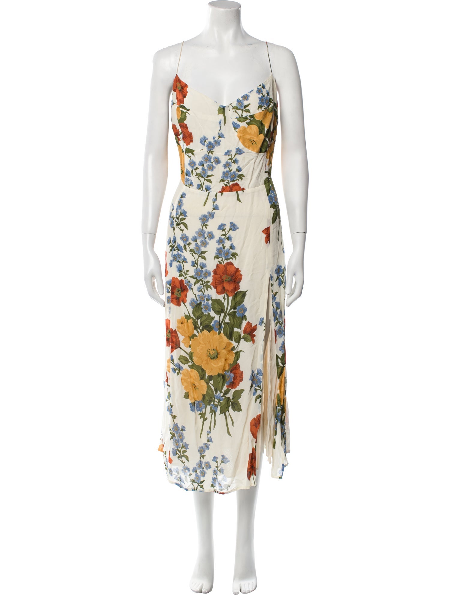 Reformation Floral Print Midi Length Dress