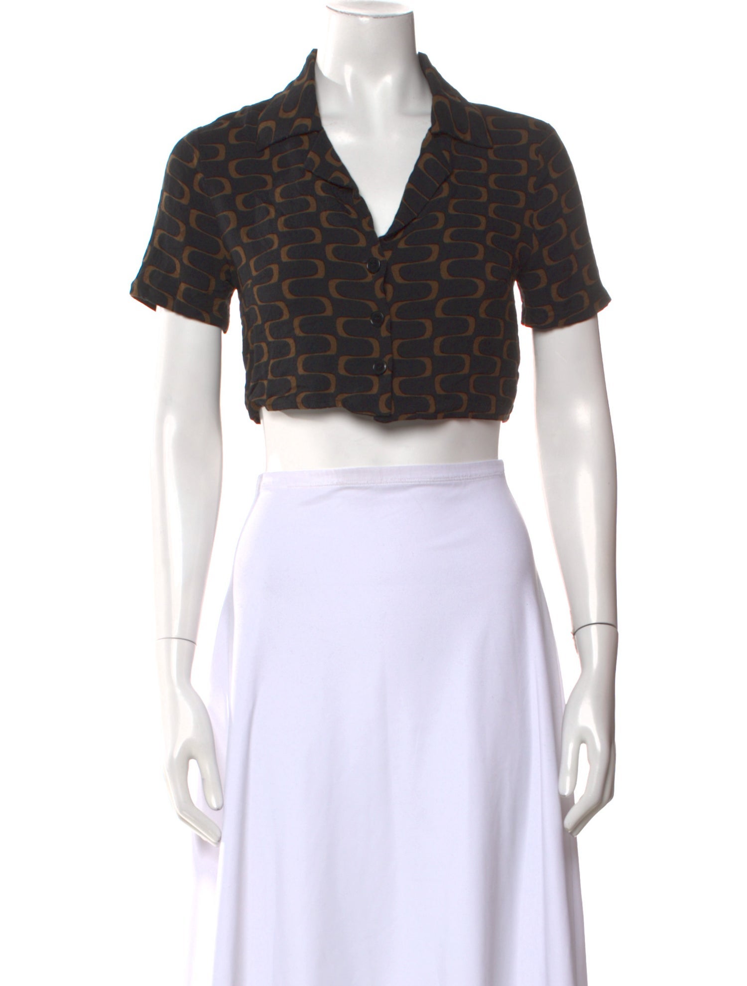 Reformation Printed V-Neck Crop Top