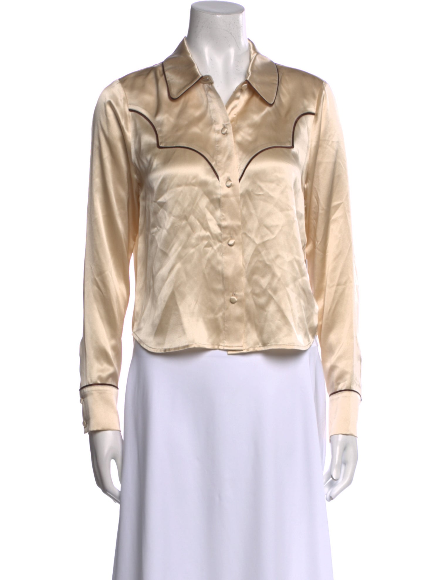 Reformation Silk Long Sleeve Button-Up Top w/ Tags