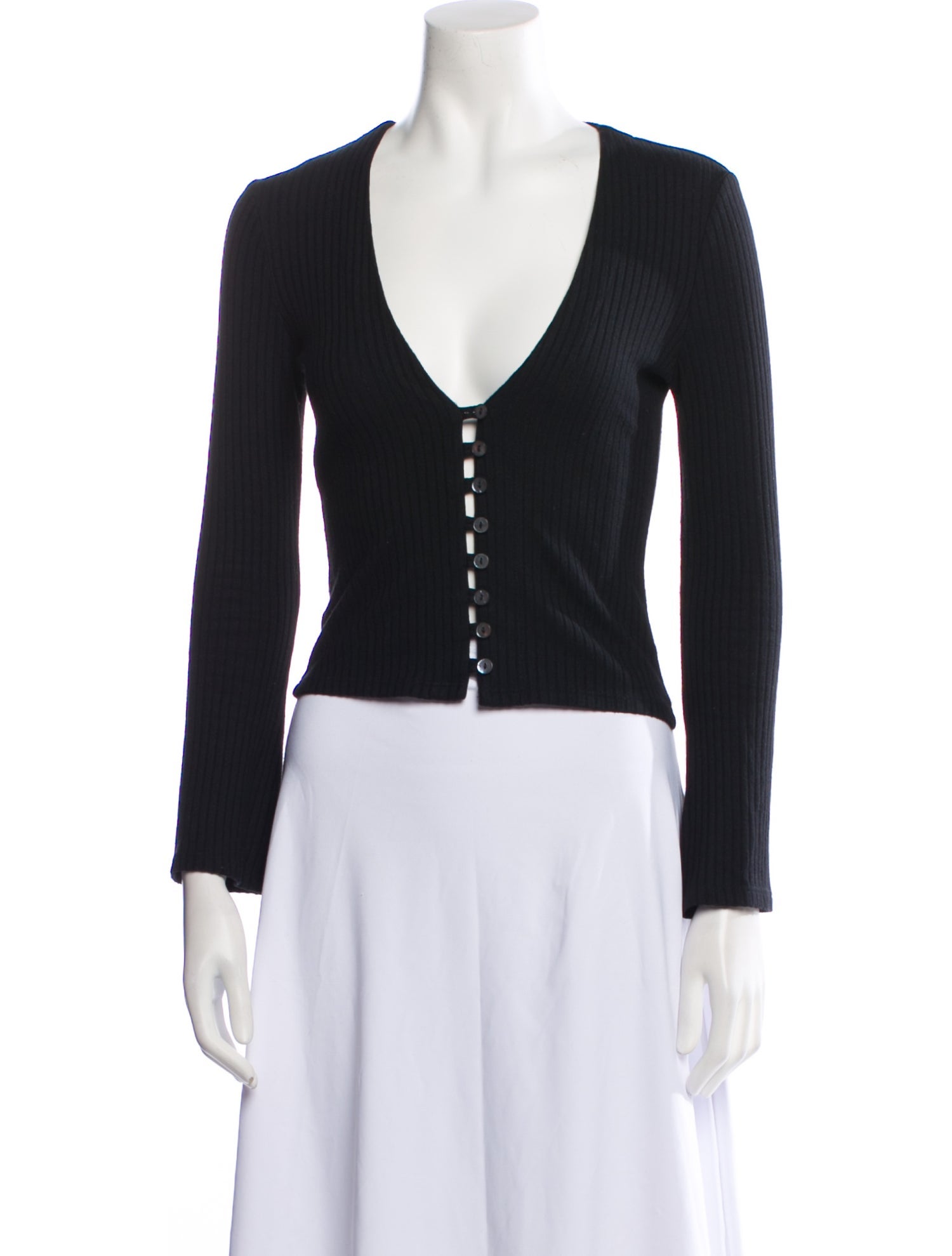 Reformation V-Neck Long Sleeve Crop Top