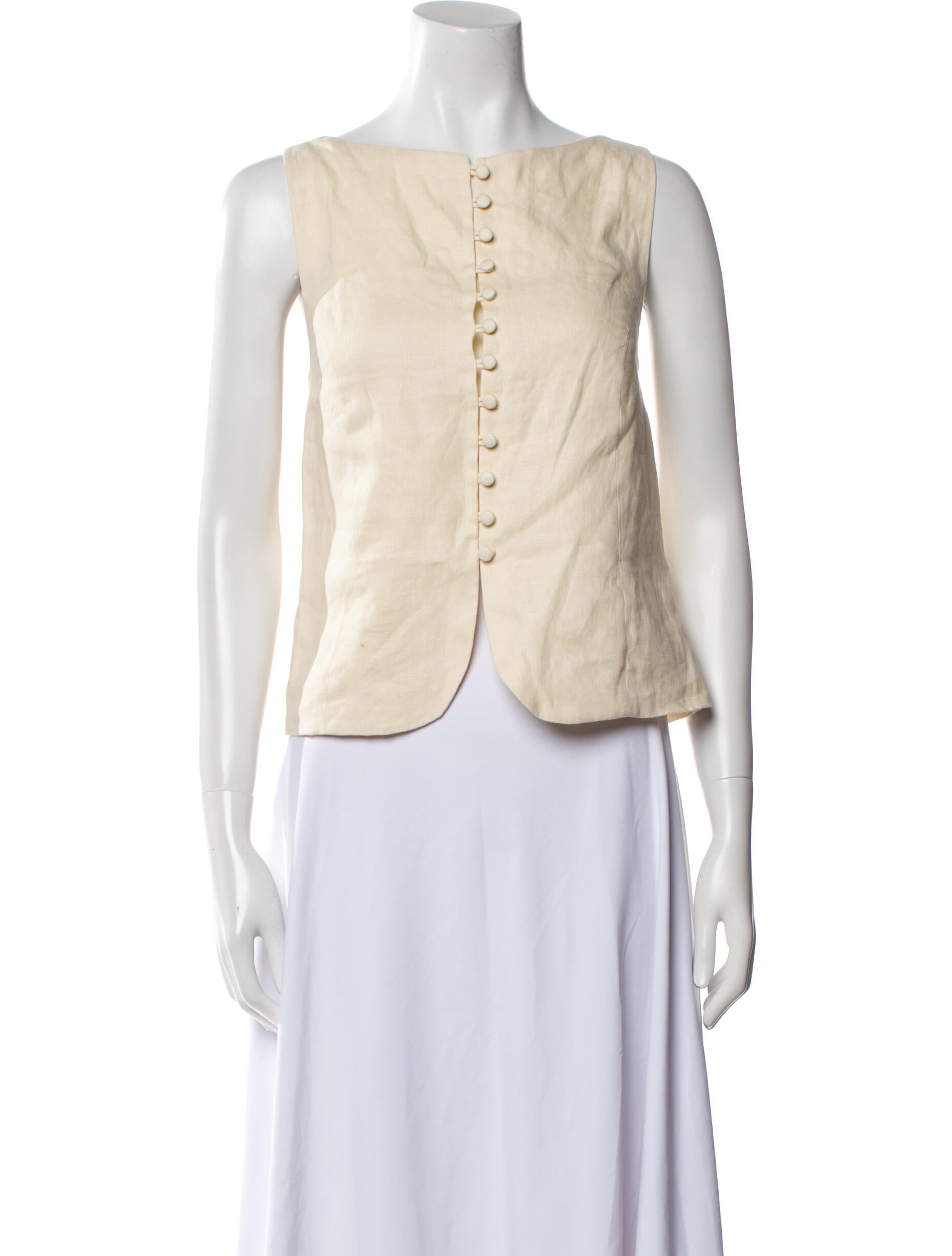 Reformation Linen Bateau Neckline Crop Top